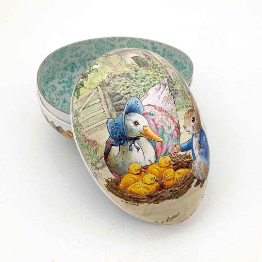 4-1/2" Peter Rabbit with Jemima Puddle-Duck Papier Mache Easter Egg Container ~ Germany